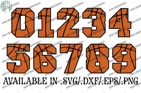 Basketball Sports Numbers Svg Dxf Eps Digital Cut Files By Afw