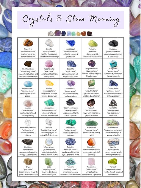 Crystal And Stone Chart Pdf File Only Download And Print Etsy