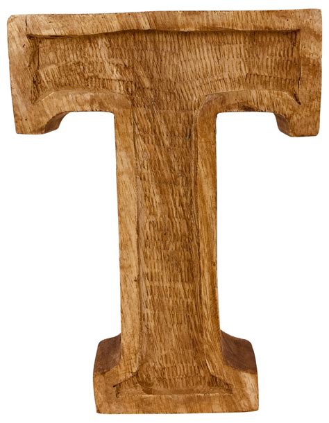 Geko Products Hand Carved Wooden Embossed Letter T