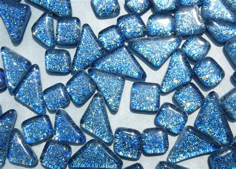 Blue And Gold Glitter Puzzle Tiles 100 Grams