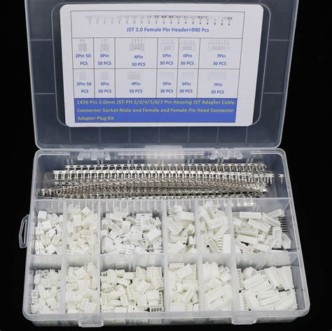 1470 Pieces 2 0mm JST PH JST Connector Kit 2 0mm Pitch Female Pin