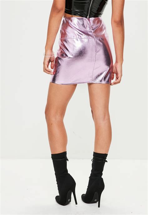 Missguided Pink Metallic Mini Skirt Lyst