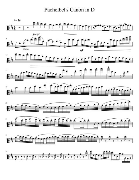 Pachelbel Canon Viola Part 1 Sheet Music For Violin Solo