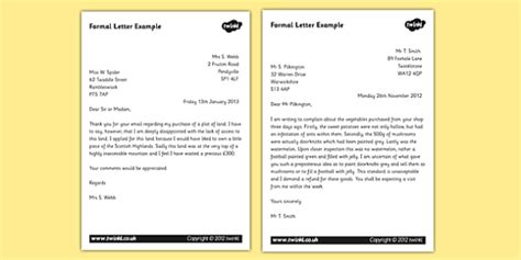 Formal Letter Examples Teacher Made