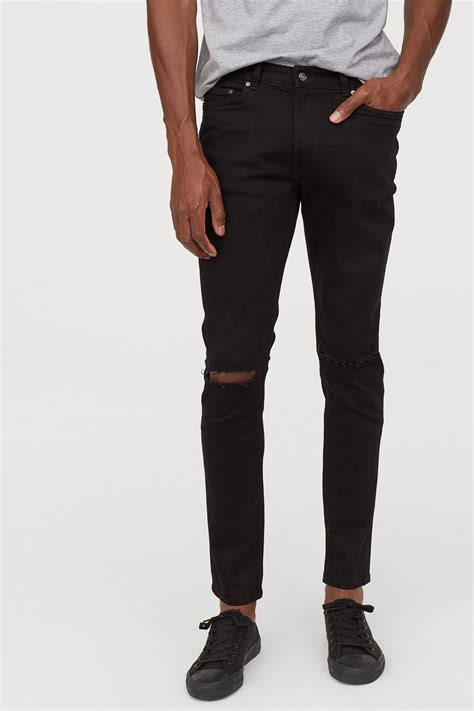 Handm Denim Skinny Jeans In Black For Men Lyst