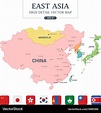 East asia map separated all countries Royalty Free Vector