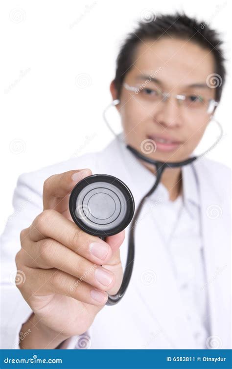 Examining Using Stethoscope Stock Image Image Of Holding Looking