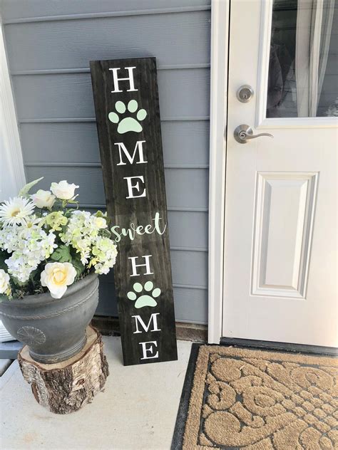 Paw Print Front Porch Sign Home Sweet Home With Paw Prints Etsy