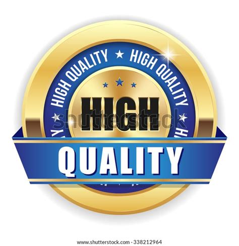 Gold High Quality Badge Blue Ribbon Stock Vector Royalty Free