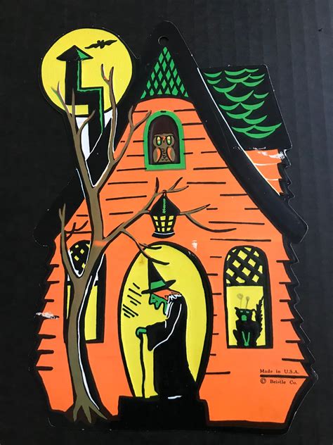 Classic Vintage Halloween Beistle Embossed Haunted House Witch Etsy