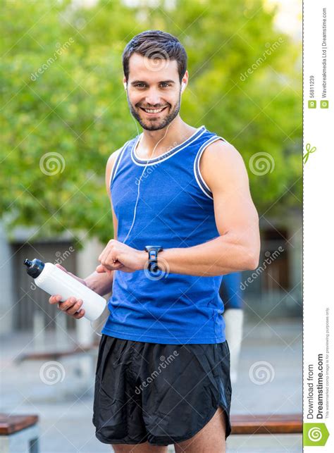 Portrait Of An Happy Handsome Athlete Stock Image Image Of Attractive