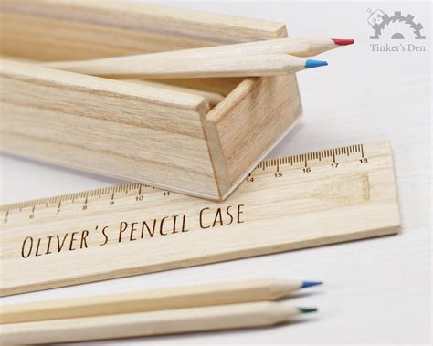 Personalised Pencil Case Wooden Engraved Pencil Case Set Etsy