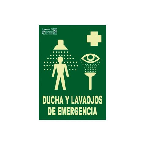 Ducha Y Lavaojos De Emergencia Con Rotulo Salvamento Y Socorro