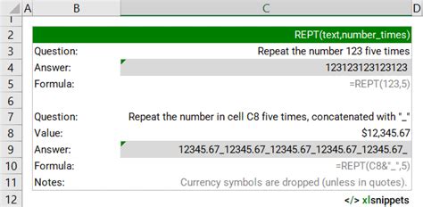How To Use The Excel Rept Function Xlsnippets