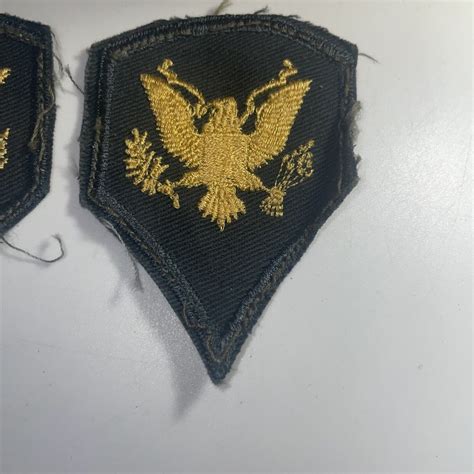 Pair Of Wwii Ww2 Us Army Specialist Rank E4 Gold Eagle Shoulder Uniform