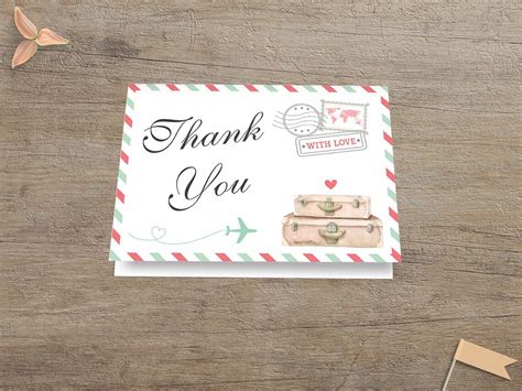 Travel Thank You Card Traveling Theme Bridal Baby Shower Etsy