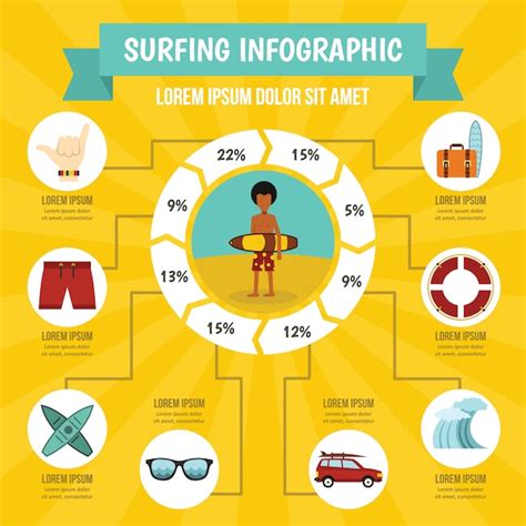 Surfing Infographic Concept Flat Style Vector Premium Download