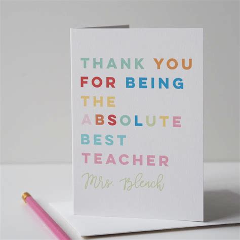 Absolute Best Teacher Card Teaching Assistant Card Thank You