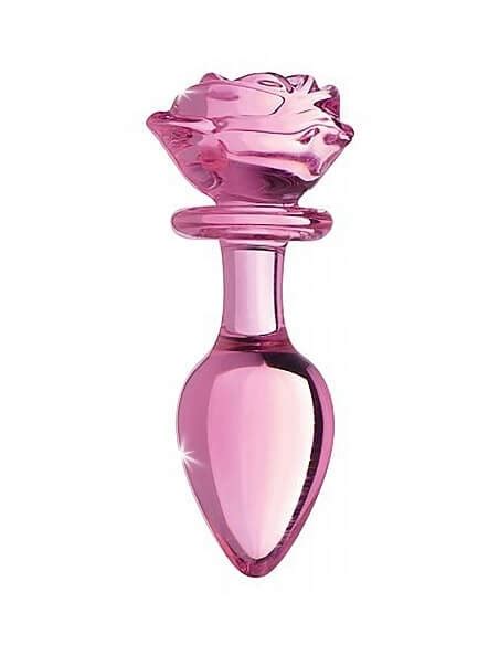 Booty Sparks Glass Large Anal Plug Pink Rose