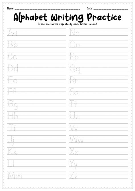 Printable Writing Alphabet Worksheets Printable Alphabet Worksheets