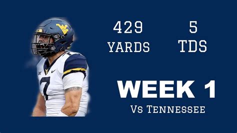 West Virginia Qb Will Grier Week 1 Highlights Vs Tennessee Youtube