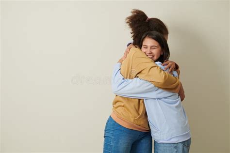 Teenage Girls Hugging Each Other Stock Photo Image Of Success