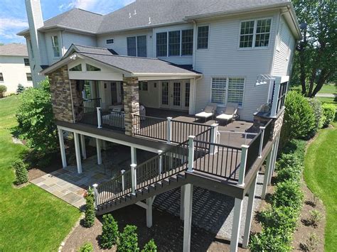 Phantom Screen Porch Espresso Timbertech Deck Flagstone Patio