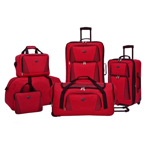 Us Traveler Palencia 5 Piece Luggage Set Red