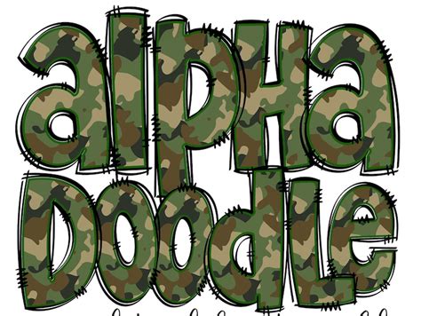 Camo Doodle Alphabet Letters Png Bundle Military Camouflage Etsy