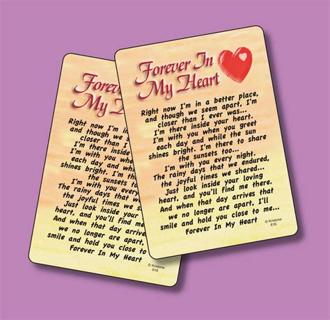 Forever In My Heart Poem 2 Verse Cards Sku 616 Ebay
