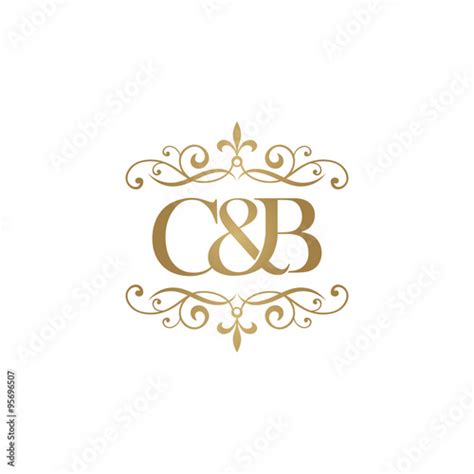 Candb Initial Logo Ornament Ampersand Monogram Golden Logo Stock Image