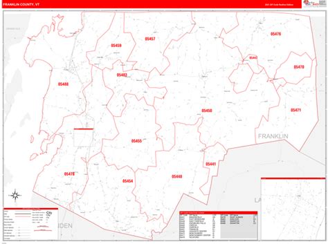 Franklin County Vt Zip Code Maps Red Line
