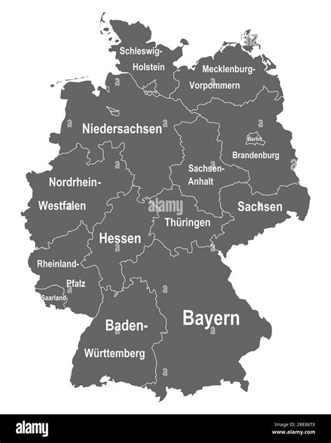 Map Of Germany With All Federal States Stock Photo Alamy