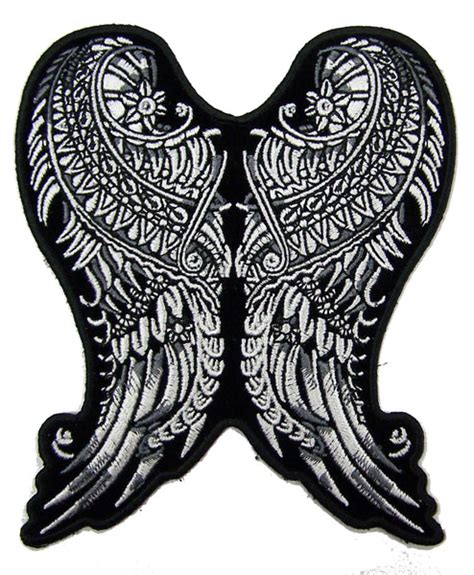 Ornate Angel Wings Embroidered Patch 5 Inch Sold By The Piece