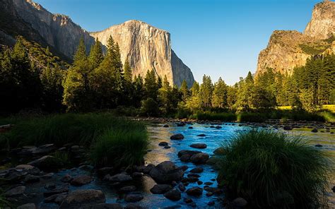 Dağlar Nehir Ve Ağaçlar Göl Nehir Doğa Manzara Kaya Su Yosemite