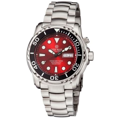 Mens Pro Sea Diver 1000 Automatic 316l Stainless Steel Red Dial Watch