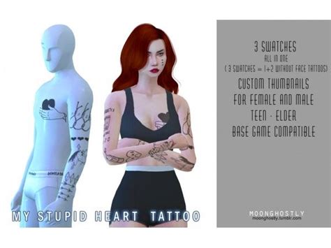 The Sims 4 My Stupid Heart Tattoo By Moonghostly Heart Tattoo Sims 4