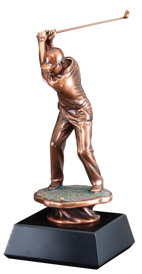 Bronze Resin Malefemale Golf Driver Sculpture Award Trophytrophy Trolley