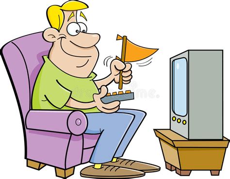 Cartoon Man Watching Television Stock Vector