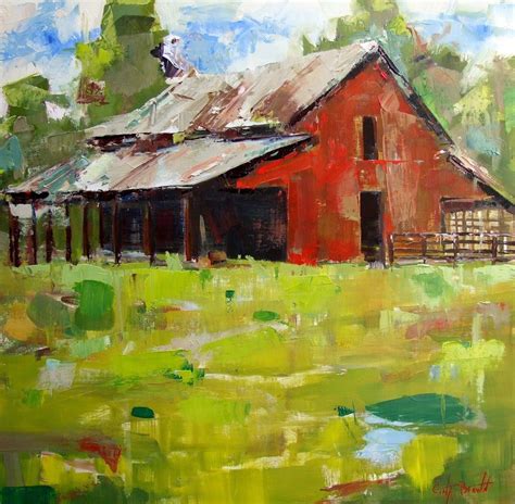 Big Red Barn Original Oil Painting By Alabama Artist Gina Brown