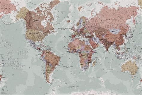 Classic World Map Wallpaper Mural Hovia World Map Wallpaper World