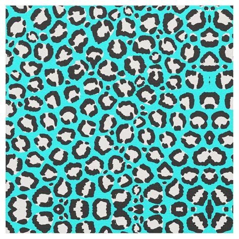 Artsy Modern Cyan Blue Leopard Animal Print Fabric Animal Print