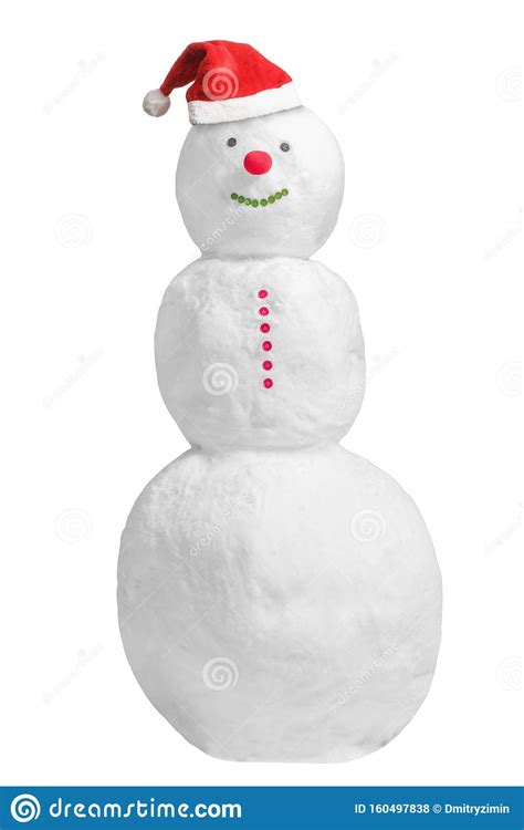 Christmas Snowman In Santa Hat Stock Photo Image Of Handmade