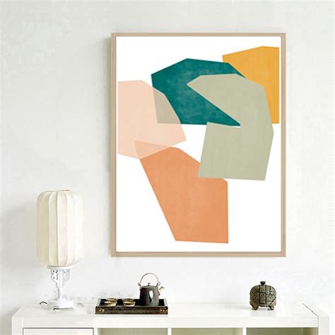 Modern Triptych Geometric Print Yellow Green Art 3 Piece Wall Etsy