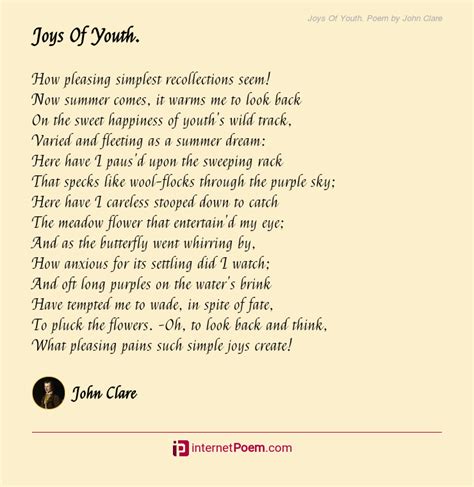 Joys Of Youth Poem By John Clare