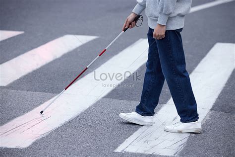 Close Up Of Blind Man Crossing The Road Picture And Hd Photos Free