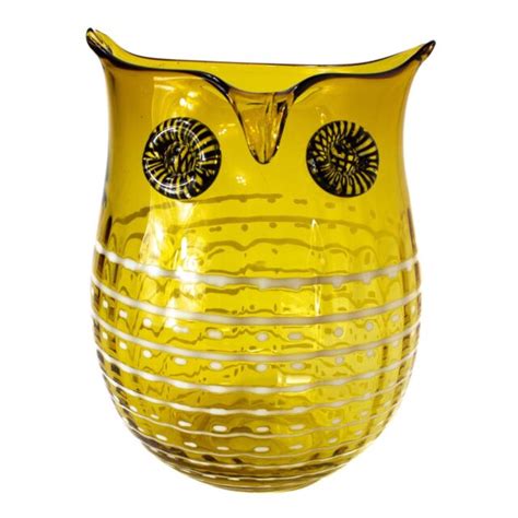 Large Beautiful Vintage Murano Amber Art Glass Owl Vase 10 5 8 Tall Ebay