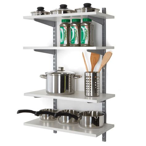 Office Wall Mounted Shelving Kits In Silver 600mm Wide Melamine