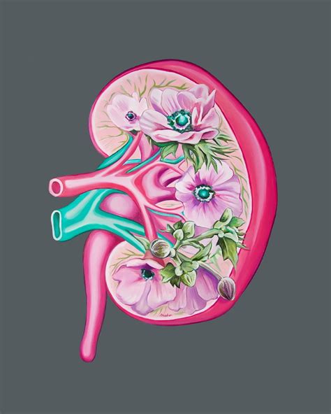 Floral Kidney Charity Print Anatomical Art Human Body Medical Art