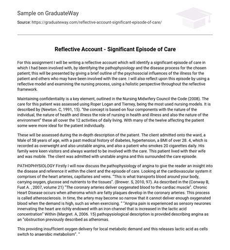 Reflective Account Significant Episode Of Care Free Essay Example